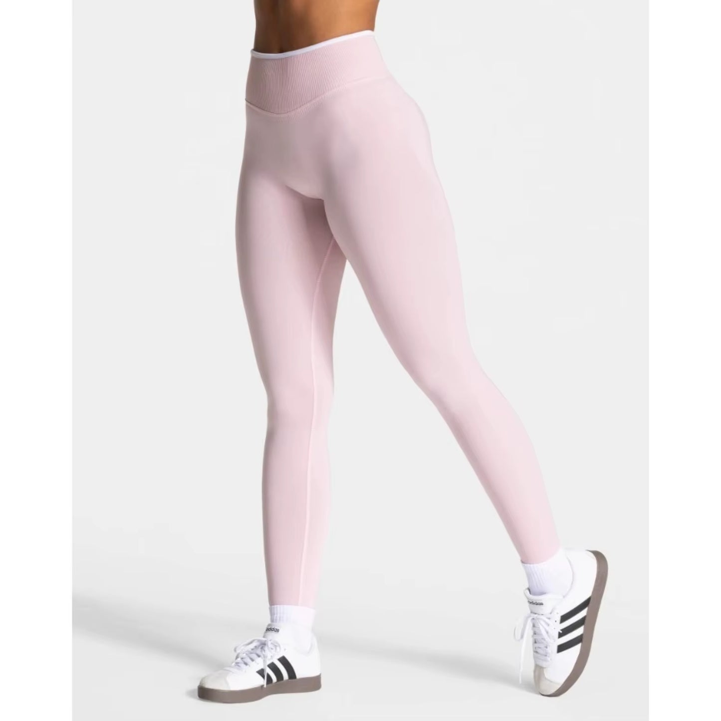 Women'S Seamless Gym Solid Color Sports Pants White Edge Waist Tight High Waist Hip Lifting Yoga Pants Running Exercise Pants